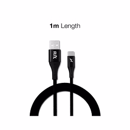flix (beetel) usb to type c nylon braided data sync & 2a fast charging cable, made in india, 480mbps data sync, super strong & durable nylon cable, 1 meter long usb cable (black)