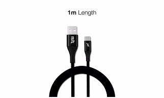 FLiX (Beetel) USB to Type C Nylon Braided Data Sync & 2A Fast Charging Cable, Made in India, 480Mbps Data Sync, Super strong & Durable Nylon Cable, 1 Meter Long USB Cable (Black)