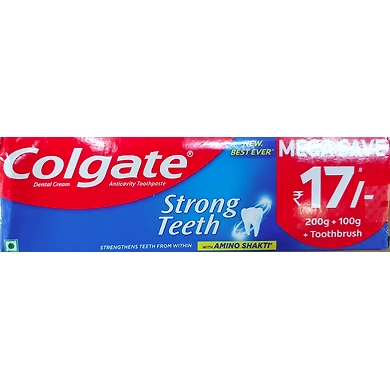 Colgate Stong TeethToothpaste 200 gms + 100 gms-ASD-G1591