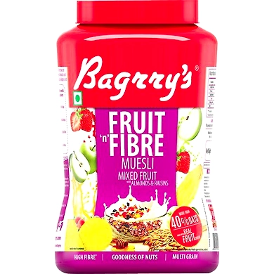 Bagrry's Fruit N Fibre Muesli Mixed Fruit With Almonds&amp;Raisins 1kg-AlmondsRaisiaisins