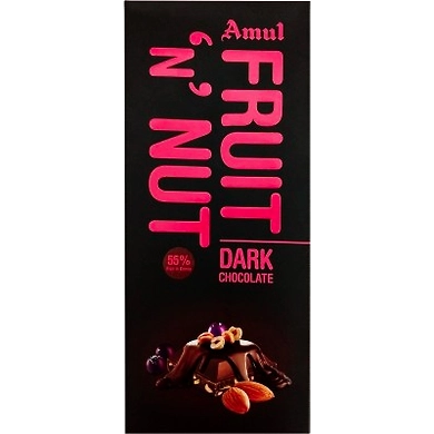 Amul Fruit n Nut Dark Chocolate 150g-Amulfruitnnut150g