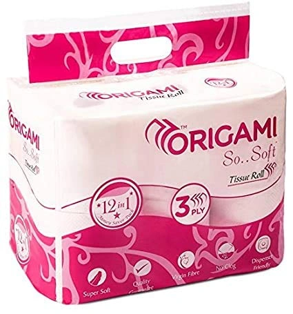 Origami So Soft 3 Ply Toilet Tissue - 160 Pulls (Pack of 12)-origamitissuerollabc