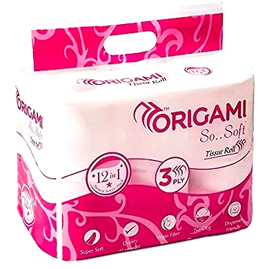 Origami So Soft 3 Ply Toilet Tissue - 160 Pulls (Pack of 12)-origamitissuerollabc