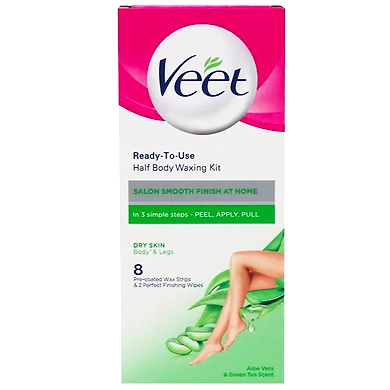 Veet Aloe Vera Half Body Waxing Kit 8U-veetwaxstripshalfbody8u