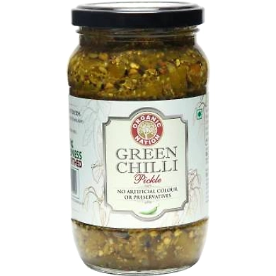 Organic Nation  Green Chilli Pickle 400g-greenchillipickle400g