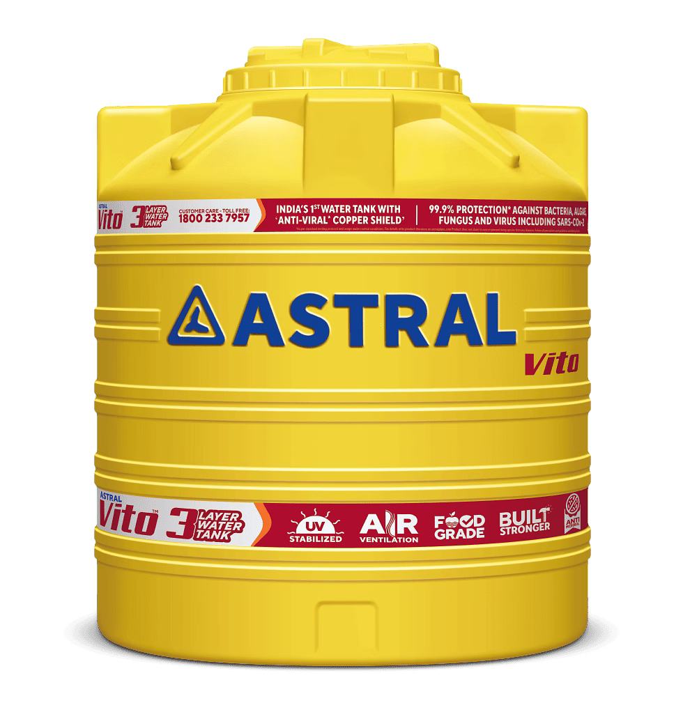 astral pipes vito 3 layer water tank with anti-viral copper shield