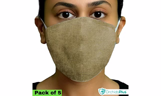 OrchidsPlus Active 2+ Layer Face Mask | Washable | Reusable | Active Protection - Beige