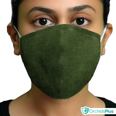 OrchidsPlus Active Face Mask 2+ Layer | Washable | Reusable | Active Protection - Green