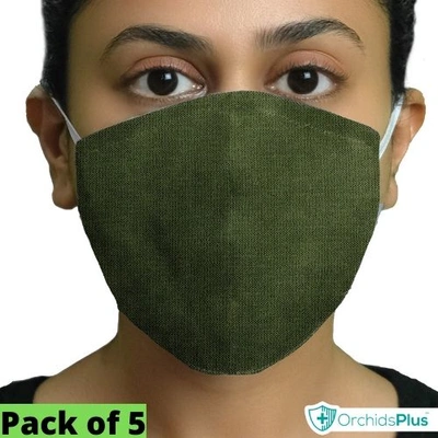 OrchidsPlus Active Face Mask 2+ Layer | Washable | Reusable | Active Protection - Green