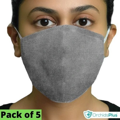 OrchidsPlus Active Face Mask | 2+ Layer | Washable | Reusable | Active Protection - Grey