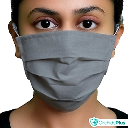 OrchidsPlus Pro Face Mask | 2+ Layer | Washable | Reusable | Active Protection - Grey