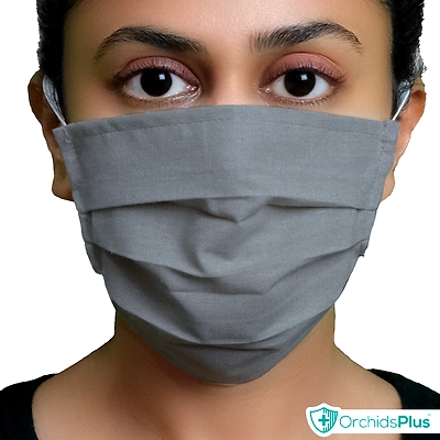 OrchidsPlus Pro Face Mask | 2+ Layer | Washable | Reusable | Active Protection - Grey