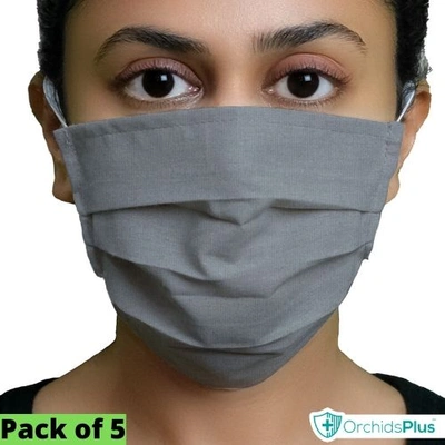 OrchidsPlus Pro Face Mask | 2+ Layer | Washable | Reusable | Active Protection - Grey