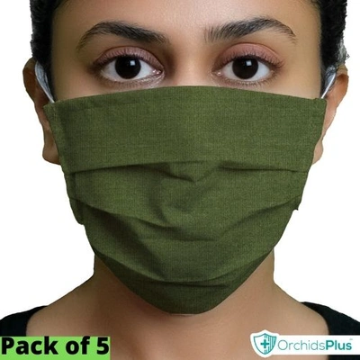 OrchidsPlus Pro Face Mask | 2+ Layer | Washable | Reusable | Active Protection - Green
