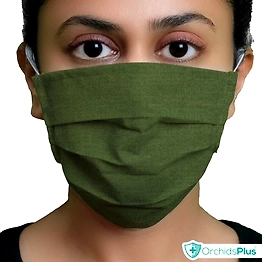 OrchidsPlus Pro Face Mask | 2+ Layer | Washable | Reusable | Active Protection - Green