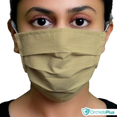 OrchidsPlus Pro Face Mask | 2+ Layer | Washable | Reusable | Active Protection - Beige