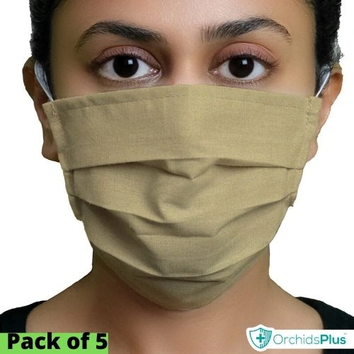 OrchidsPlus Pro Face Mask | 2+ Layer | Washable | Reusable | Active Protection - Beige-OP_PRO5_BEIGE-1