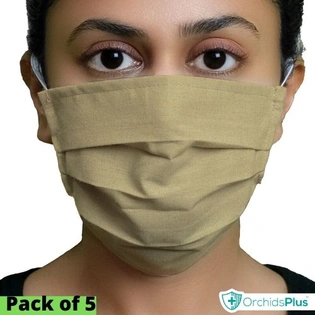 OrchidsPlus Pro Face Mask | 2+ Layer | Washable | Reusable | Active Protection - Beige