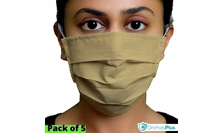 OrchidsPlus Pro Face Mask | 2+ Layer | Washable | Reusable | Active Protection - Beige