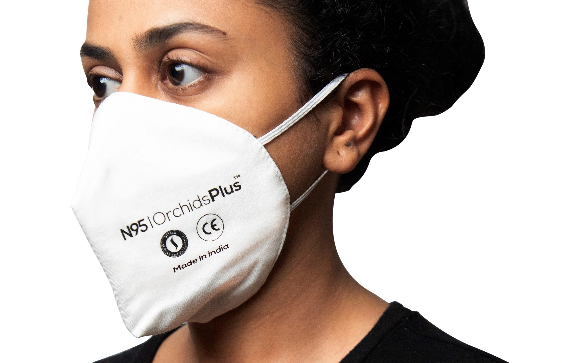 OrchidsPlus SITRA Approved N-95 Face Mask | 3 Layer (2 Layer 100% Cotton, 1 Layer Melt Blown Filter) | Reusable (Last Upto 7 Days, 12Hrs of Daily Usage)| High Filtration Efficiency - White-5-1