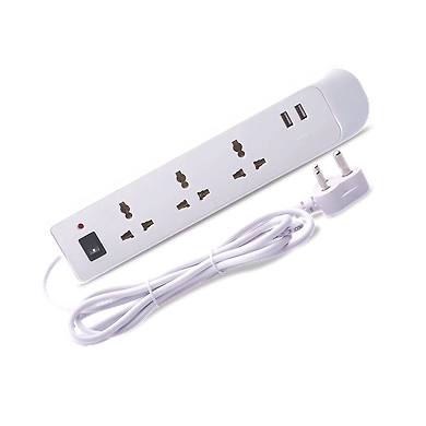 Bajaj 6A 3 Sockets, 2 USB Extension Board-SKU-SHAH-3782