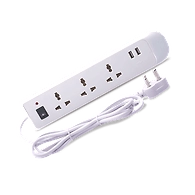 Bajaj 6A 3 Sockets, 2 USB Extension Board