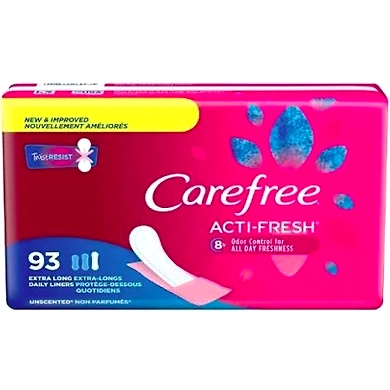 Carefree Acti-fresh Body Shape Pantiliners Extra Long Unscented - 93 Ct Sanitary Pad-JJ119-93Liners