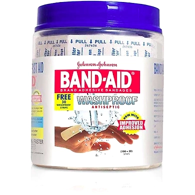 Band Aid Washproof 100 Antiseptic Bandage-JJ157-100Nos