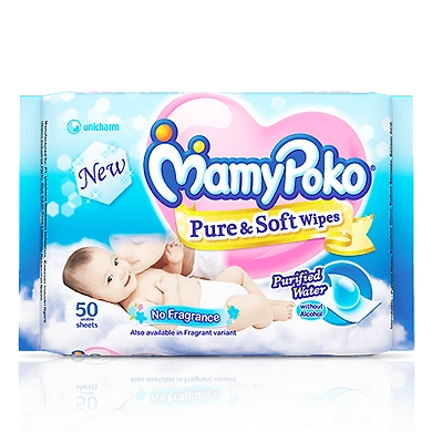MamyPoko PURE &amp; SOFT WIPES without-fragrance-UC-68-50sheets