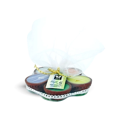 Iris Aroma Dia Candles (12.5 cm x 12.5 cm x 3.5 cm, Brown, Set of 5)-8903664048758