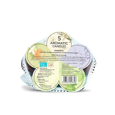 Iris Aroma Dia Candles (12.5 cm x 12.5 cm x 3.5 cm, Brown, Set of 5)-1