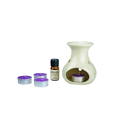 Iris Stoneware Fragrance Vapourizer Diya Lavender &amp; Tealights-1