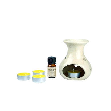 Iris Stoneware Fragrance Vapourizer Diya Lemon Grass &amp; Tealights-8903664048864