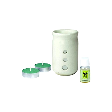 Iris Jasmine Fragrance Ceramic Vapourizer (with 5ml Oil &amp; 2 tealights)-8903664048895
