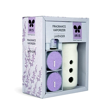 Iris Lavender Fragrance Ceramic Vapourizer with 5ml Oil and 2 Tealights-8903664048901