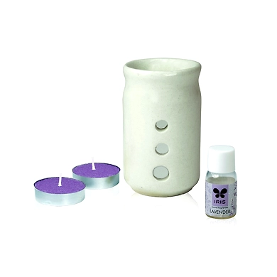 Iris Lavender Fragrance Ceramic Vapourizer with 5ml Oil and 2 Tealights-1