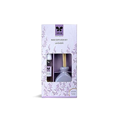 Iris New Lavender Fragances Reed Diffuser Set with Oil 60ml With Ceramic Pot &amp; Diffuser Stick-8903664049113