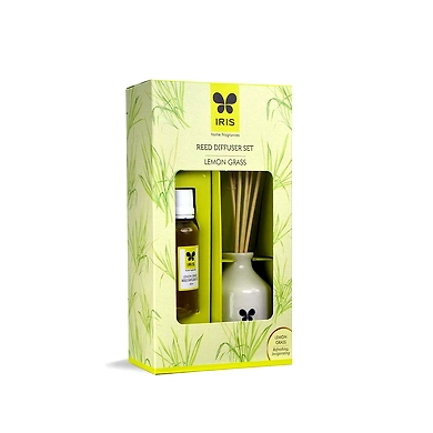 Iris Reed Diffuser with Ceramic Pot - Lemon Grass Home Fragrances INRD0101LG-8903664049120