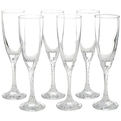 Pasabahce Twist Champagne Flute Set, 150ml, Set of 6,Transparent-1