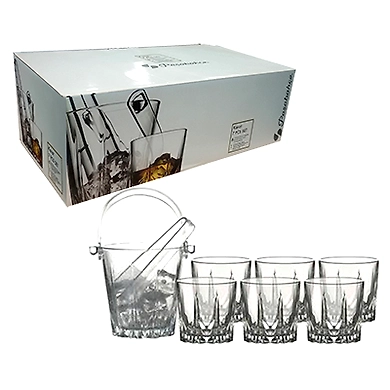 Pasabahce Karat Whisky Set of 6 Glasses &amp; 1 Ice Bucket-1