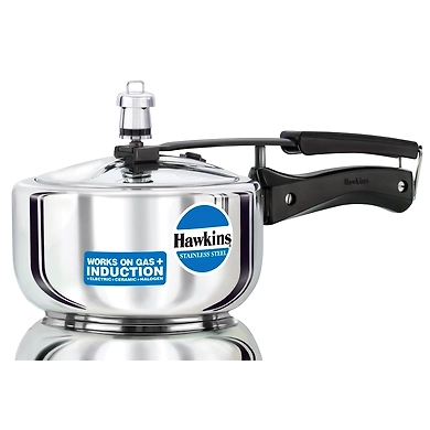 Hawkins Stainless Steel Pressure Cooker with Induction Compatible Base (B25) 2 L-8901165045801