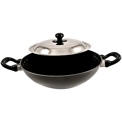Hawkins Q55 Futura Non-Stick Deep Frying Pan (Kadhai) with Steel Lid-8901165115214