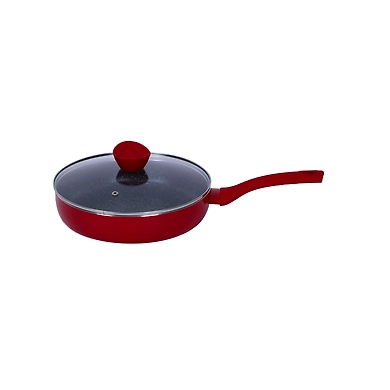 Bergner Bellini+ Pressed Aluminium Non-Stick Deep Frypan with Glass Lid, 26 cm, 3 Liters, Induction Base, Red-6924299384020