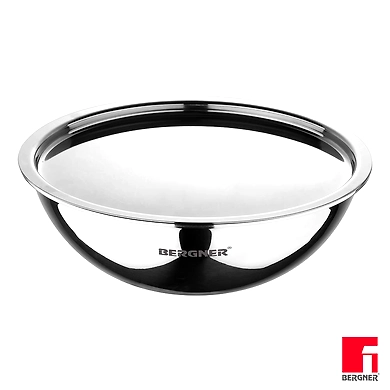 BERGNER Argent Triply Stainless Steel Tasra with Stainless Steel Lid, 20 cm, 1.5 Liters, Silver-8904389600535