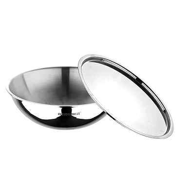 Bergner Argent Triply Stainless Steel Tasra with Stainless Steel Lid, 24 cm, 2.5 Liters, Induction Base, Silver-8904389600542