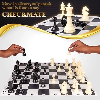 Ratna's Tournament Chess Set Senior 17&quot; x 17&quot; Rollable Matt Board for Mind challengers. Develops Concentration and Attention Span Building-1