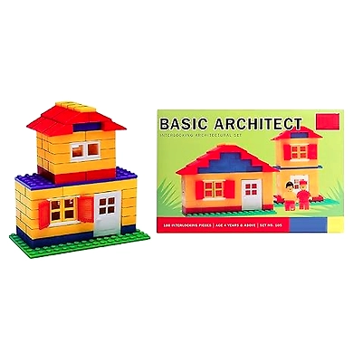 Basic Architect Block Set, 180 Pieces Interlocking Block Set, Construction &amp; Building Block Game Set For Kids-8906029760043
