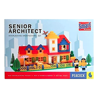 Peacock Senior Architect - Interlocking Architectural Set for Kids above 6 years of age, 610 Interlocking Block Pieces-8906029760012