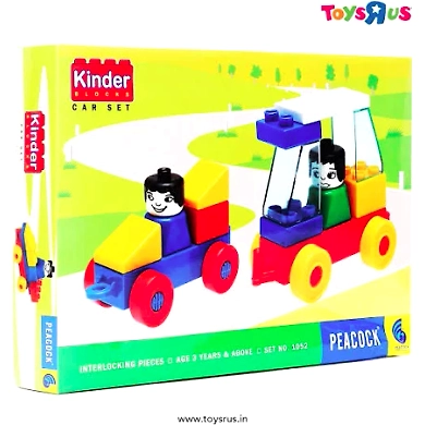 PEACOCK KINDER BLOCKS CAR SET INTERLOCKING PIECES-8906029760142