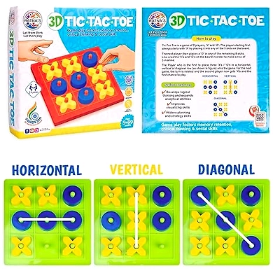 Ratna's 3D Tic Tac Toe Classic Mind Challenging Cross &amp; Zero Family Board Game for Kids &amp; Adults-2